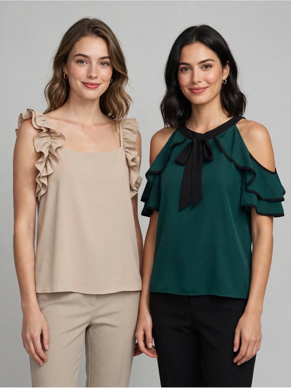 Women’s Ruffle Cold-Shoulder Top - Green